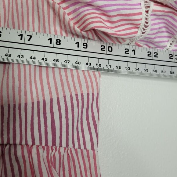 Maeve Anthropologie Gable Puff Sleeve Tiered Striped Tunic Cute Size Medium - Picture 6 of 7